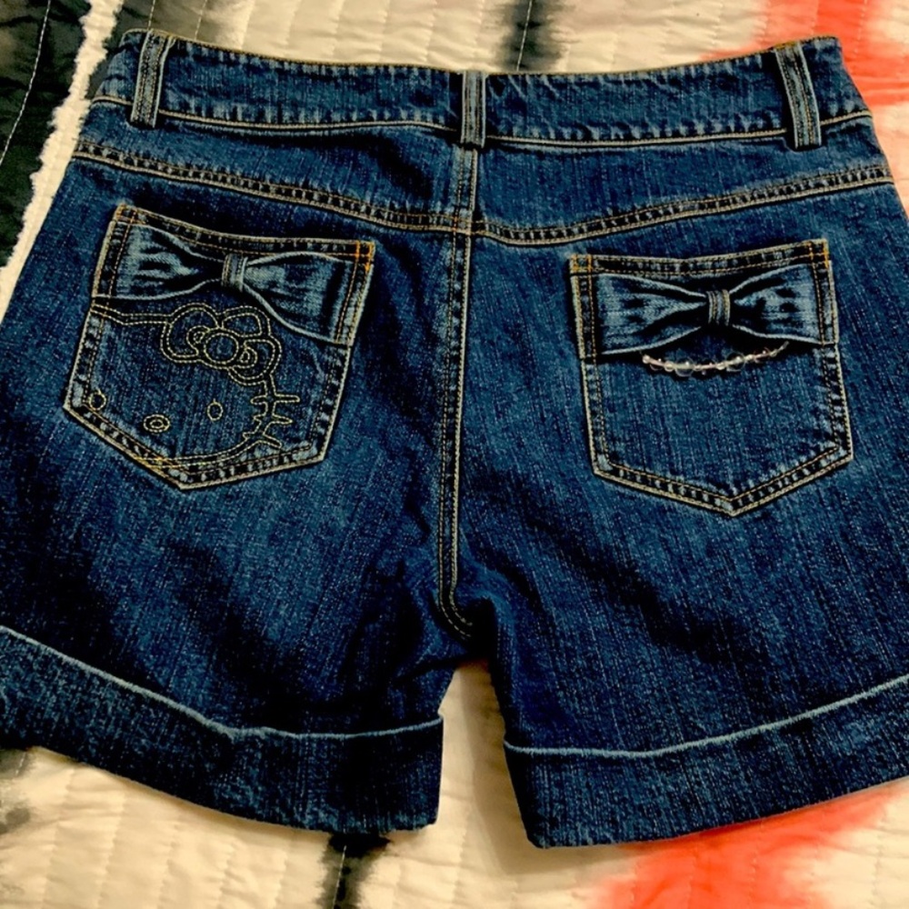 Hello Kitty embroidered blue denim shorts by Ki La Ra - Picture 2 of 6